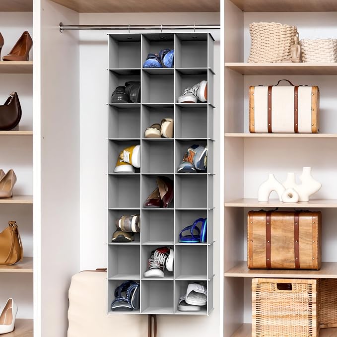 Simple Houseware 24 Section Shelves Hanging Shoes Organizer, Gray