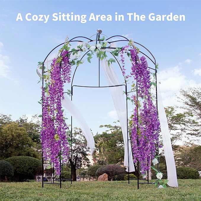 Garden Arches Arbors Birdcage Shape,9' High x 6.8' Wide,Metal Pergola Pavilion Gazebo Enduring Iron Trellis Plants Support Use for Outdoor Garden Arbor Climbing Plants Wedding Arches Ceremony