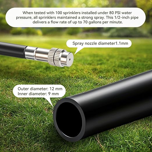 100Ft 1/2" Tubing High-Flow Drip Irrigation System, 360° Adjustable Garden Watering System with 30 Nozzles, Dual-Side Watering Kit for Raised Beds, Greenhouses & Efficient Plant Irrigation