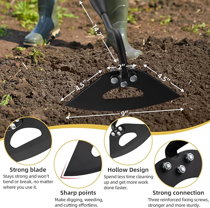 Garden Hoe Weeding Tool - Heavy Duty Push Pull Dutch Hoes for Gardening,Sharp Hollow Blade,42" Adjustable Handle, Hand Weeder Removal Tool for Vegetable Gardens, Flower Beds, Lawn & Yard