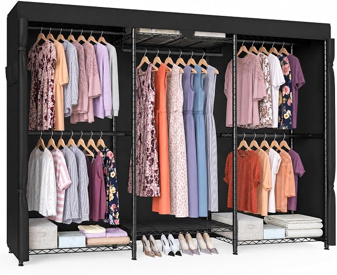 SONGMICS Closet Organizers and Storage, Clothes Rack with Shelves