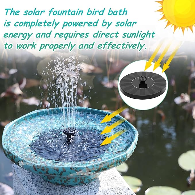 Solar Fountain Ceramic Bird Bath,Bird Bath for Outside,Outdoor Fountain BirdBaths,Garden and Home Décor.