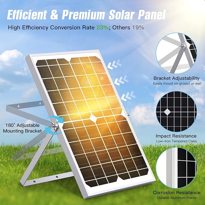 15W Solar Fountain Pump, 190GPH Submersible Solar Powered Water Pump with Adjustable Flow & 4 Nozzles, Anti-Clog Barrier Bag for Bird Bath, Outdoor Pond, Garden Water Features, Pool