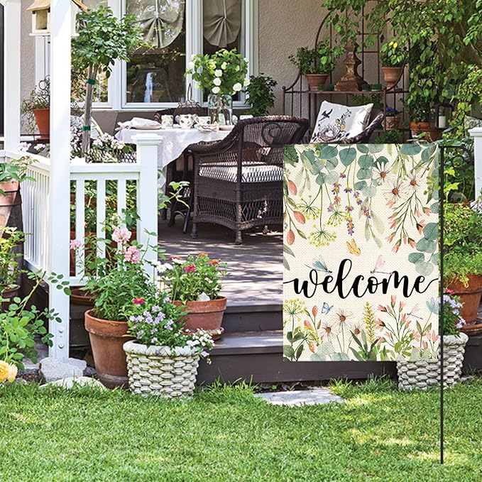 AVOIN colorlife Spring Daisy Flowers Garden Flag 12 x 18 Inch Double Sided, Seasonal Welcome Yard Outdoor Flag
