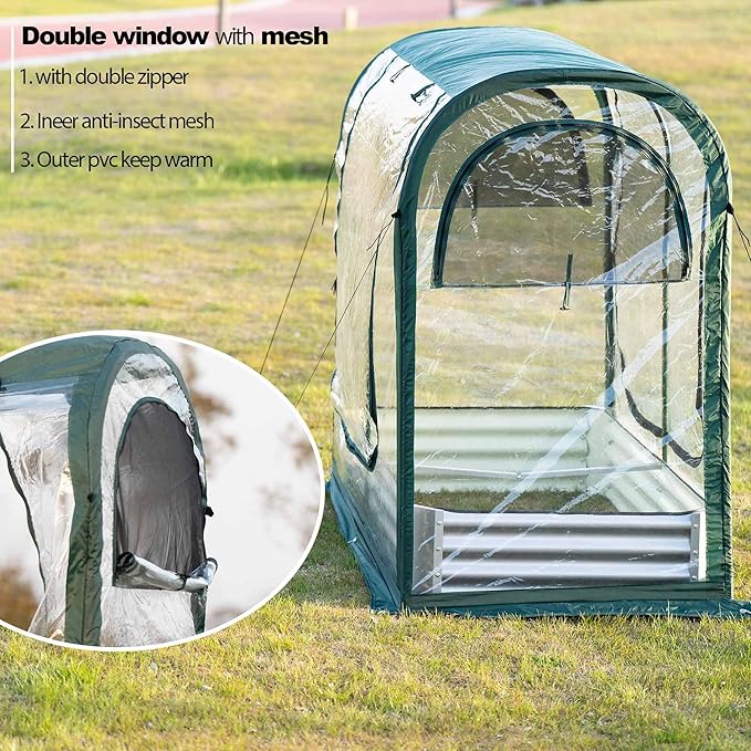 Porayhut Portable Greenhouse Cover with Raised Garden Bed,Easy Set-up 72.4" X36.6" X60.6" Gardening Flower House & Plant Sunshine Room for Protecting Plant from Cold Frost Birds & Insects
