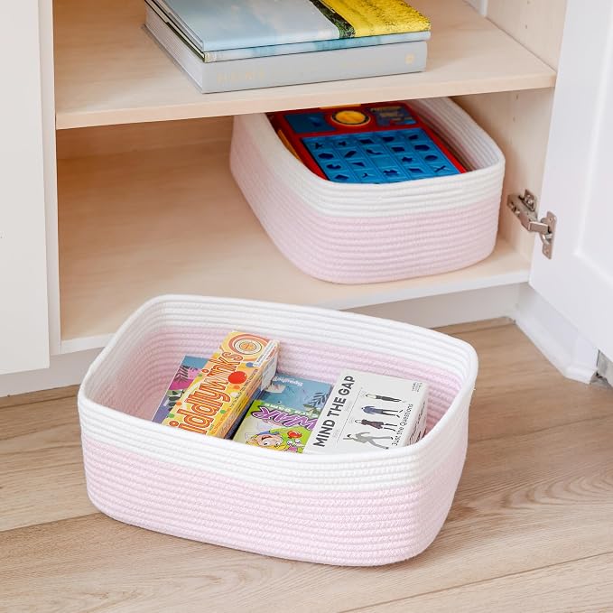 Woven Rope Baskets for Organizing, 3 Pack, 15.5 x 11 x 5.5" Storage Bins