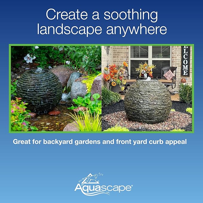 Aquascape Stacked Slate Sphere Fountain, 18 inch Dia (46 cm), 78358