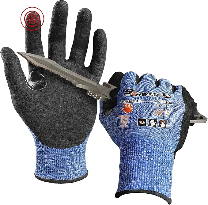 Schwer A4 AIR-SKIN Cut Resistant Work Gloves with Extreme Lightweight & Thin, Grip Glove for Fishing, Refined Work, Gardening Gloves for Yard, Touchscreen, 3D-Comfort Fit, Men Women Gifts, AR3900, S