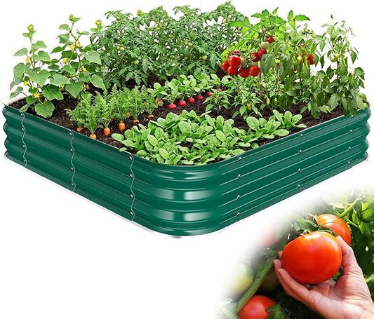 Galvanized Raised Garden Bed for Gardening, 4x4x1ft Large Square Metal Planter Boxes Outdoor for Vegetable,Flower,Herb,Modular Above Ground Growing Container,Green,Easy Assembly