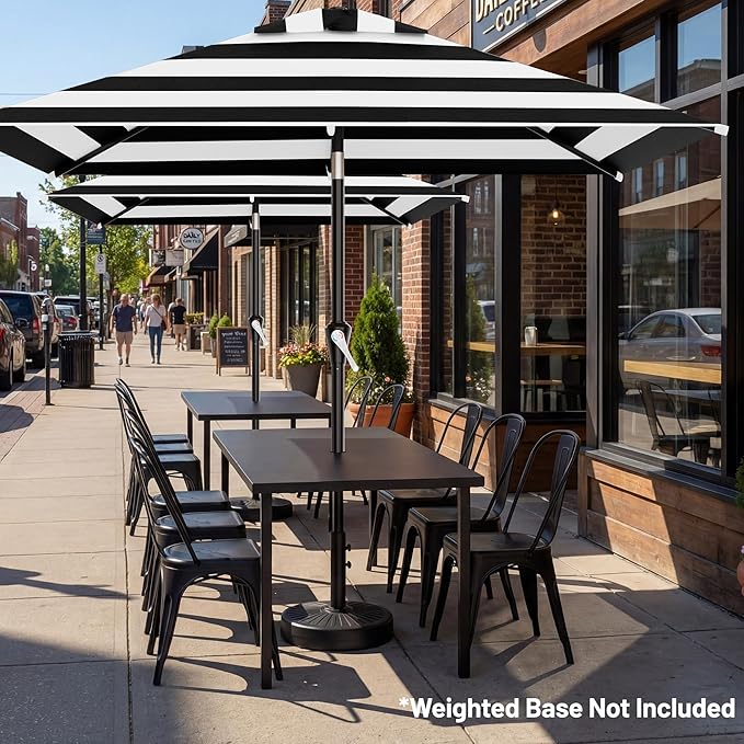AreShark 6.5' x 10' Rectangular Patio Umbrellas for Outdoor, Outdoor Table Umbrella, Large Outdoor Patio Umbrellas with 6 Sturdy Ribs for Pool, Garden, Deck & Market (Black & White Stripe)