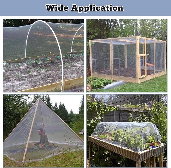39 x 10 Ft Mosquito Netting for Garden Patio, Breathable Mesh Net for Bird and Insect Protection, Plant Cover for Vegetables, Fruits and Flowers, 3x12m Gray