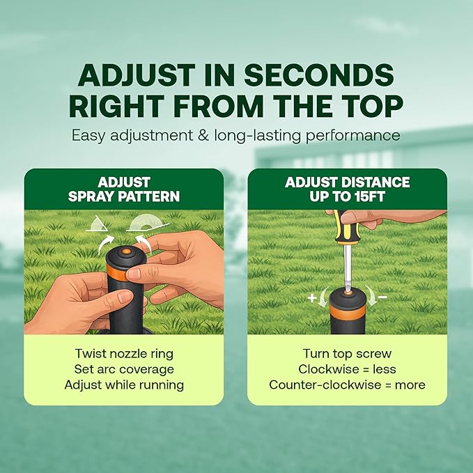 Rain Bird 1804APPRS Pressure Regulated 1800 Series Dual Spray 4 Inch Pop Up Sprinkler Head, 4 Pack - Water Efficient Lawn Sprinkler with 360 Degree Pattern, 1/2 Inch NPT, Up to 15 Ft Spray Distance