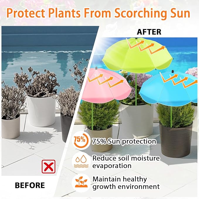 MJZ 4 Pack Large Plant Umbrellas for Outdoor Plants, 26" Garden Umbrella for Plants with Adjustable Angle, Plant Umbrella Provide Shade for Outdoor Plants Flower Pot Planting Beds