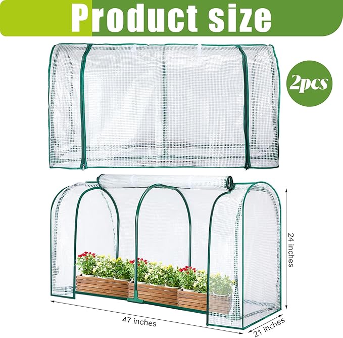 GlikCeil 1 Pcs 47" l x 21" W x 24" H Greenhouse Cover Portable Mini Outdoor Indoor Tabletop Greenhouse for Healthy Plants, Raised Garden Beds, Vegetable Rows, Include Frame and Cover