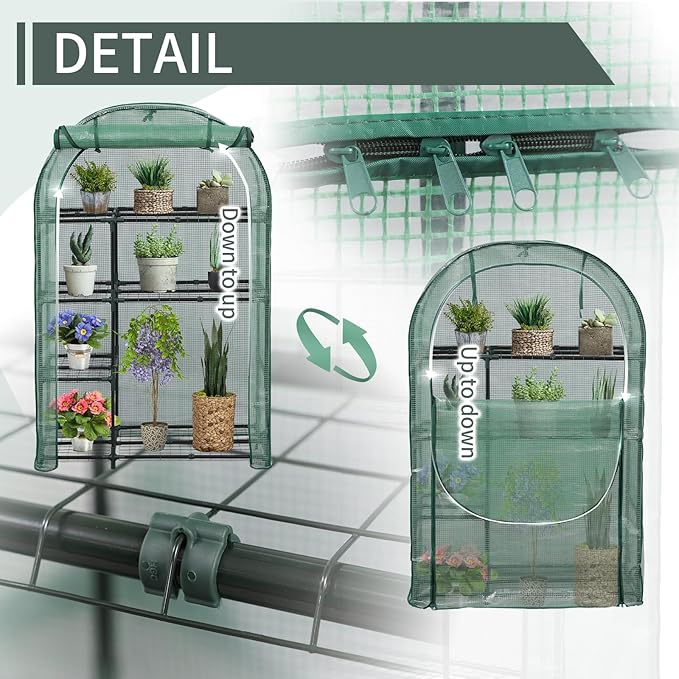 4-Tier Indoor/Outdoor Mini Greenhouse, 40" x 18" x 63" Portable Plant Starter for Herbs & Seedlings with Clear PE Cover, Tool-Free Assembly