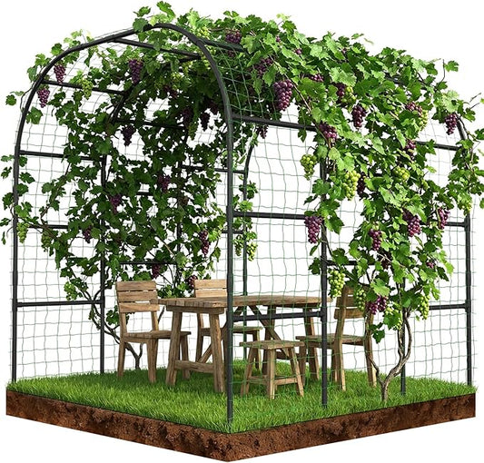 SUNYRISY Garden Arch Trellis for Climbing Plants Outdoor, 88" x 88" x 88" Metal Core Tall Archway Tunnel Plant Support for Cucumber Tomato Vine Flowers Vegetables Climbing Plants