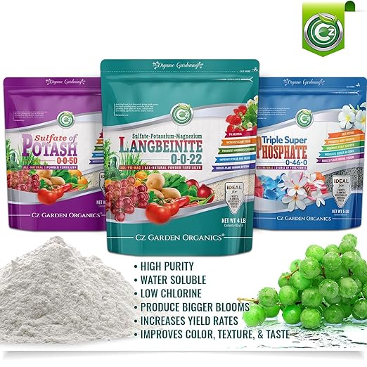 Organic Langbeinite 0-0-22 Sul-Po-Mag - Made in USA - OMRI Listed - Soil Amendment for Indoor/Outdoor Plants & Flower Gardens. Water Soluble Potassium/Magnesium/Sulfur. 3LB Low Chlorine Fertilizer