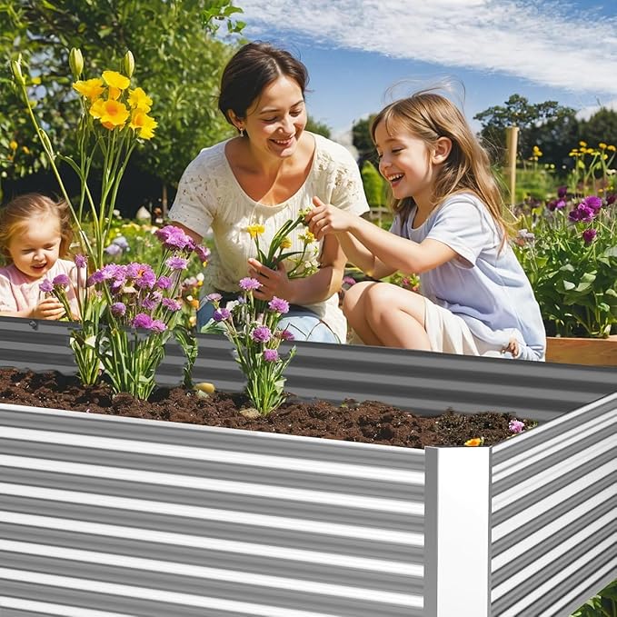 4pcs 6x3ft Galvanized Raised Garden Bed Outdoor,Above Ground Garden Bed for Vegetable,Metal Raised Beds for Flower,Steel Raised Beds for Gardening