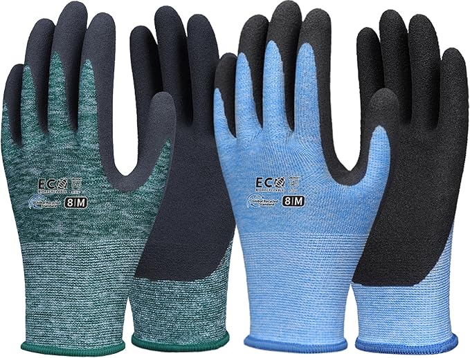 KDK Gardening Gloves for Women and Men, ECO Recycled Polyester Work Gloves with Latex Coating
