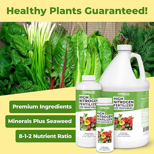 High Nitrogen Fertilizer for Vegetables – Liquid Plant Food for Vigorous Leafy Growth, Strong Stems & Higher Garden Productivity, 32 oz