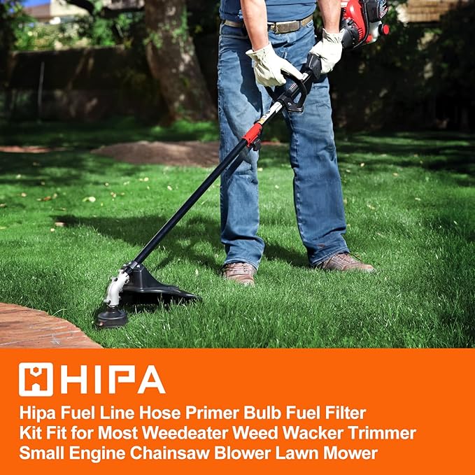 Hipa 12 Feet 3 Size Fuel Line Hose Primer Bulb Fuel Filter Kit for Weedeater Weed Wacker Trimmer Small Engine Chainsaw Blower Lawn Mower Parts Fuel Line 4-Feet-Long Each