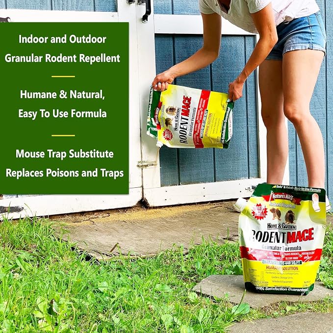 Nature's MACE Rodent Mace Repellent 66 lb Granules | Covers 13,200 Sq Ft, Granular Outdoor Rodent Deterrent, Repel Mouse, Mice, Rats, For Indoor & Outdoor, Pet Safe.
