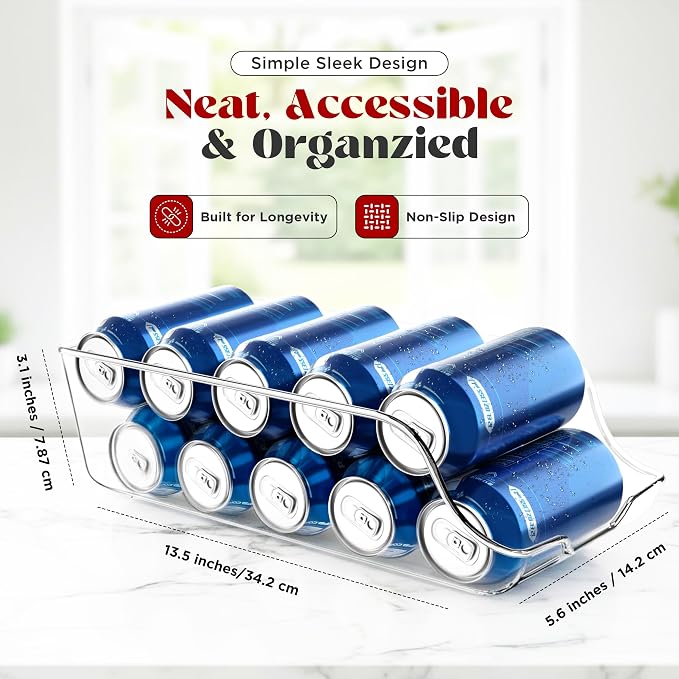 Utopia Kitchen Soda Can Organizer for Refrigerator & Pantry, 6 Pack, Clear | Durable Can Storage Organizer for Fridge & Kitchen Organization