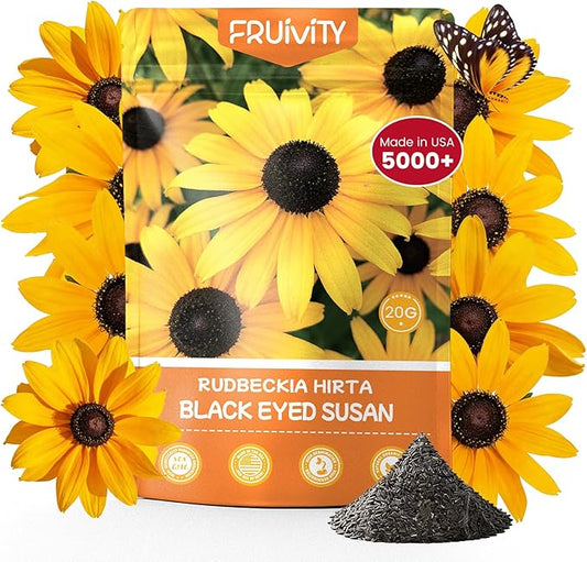 5000+ Black Eyed Susan Seeds for Planting, Perennial Wildflower Seeds for Pollinator Gardens, Non-GMO Heirloom Flower Seeds to Plant Outside & Inside, Borders, Containers, Rudbeckia hirta
