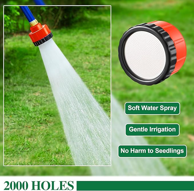 Dreyoo 2000 Holes Gardening Watering Nozzle for Outdoor Garden, 11 Gpm Garden Shower Sprayer Compatible with Hose Nozzles, Plastic Nozzle for Outdoor Watering Flowers, Vegetables, Plants(1 Pack)