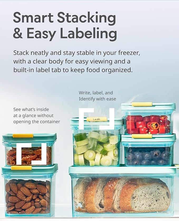 LocknLock Freezer Fit Plastic Freezer Containers | Stackable Food Storage for Meal Prep | Microwave & Dishwasher Safe | BPA Free Freezer Container with Lid, 450ml