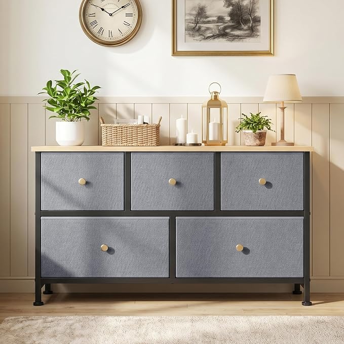 OLIXIS 5 Drawer Dresser for Bedroom, Storage Organizer Unit for Closet