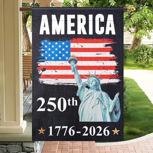 USA 250th Anniversary Flag - 28x40 Inch Double Sided Garden Flag with Statue of Liberty, 4th of July Decorations Outdoor for US 250th Celebration, 1776-2026 Independence Day Patriotic Decorations