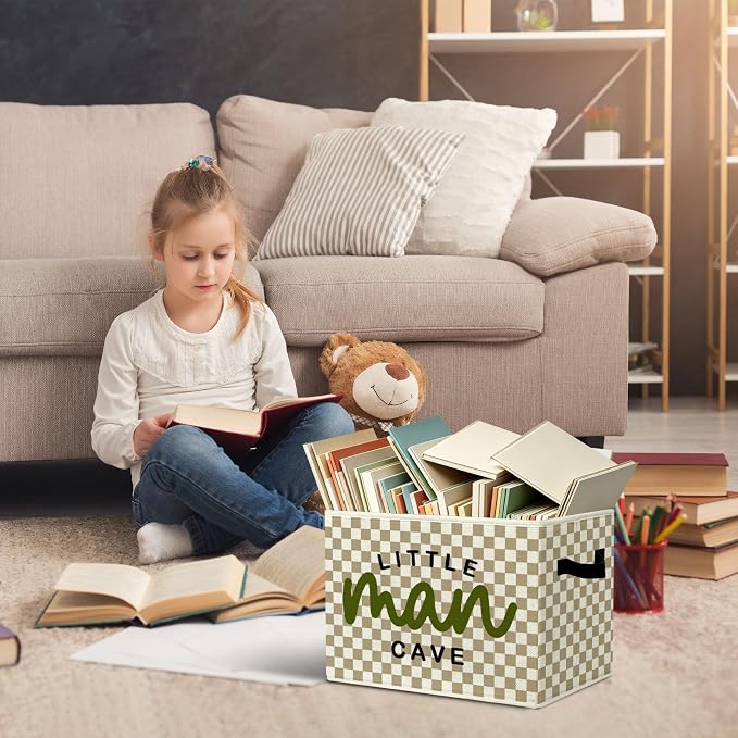 Boys Nursery Inspirational Storage Bins Box with Handles Organizer Basket