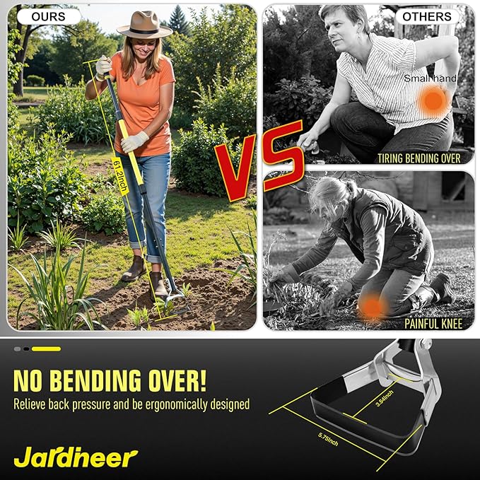Jardineer Garden Hoe with Long Handle, Scuffle Hoe for Weeding, Stirrup Hoes for Flower Beds,Yards(64 inches)