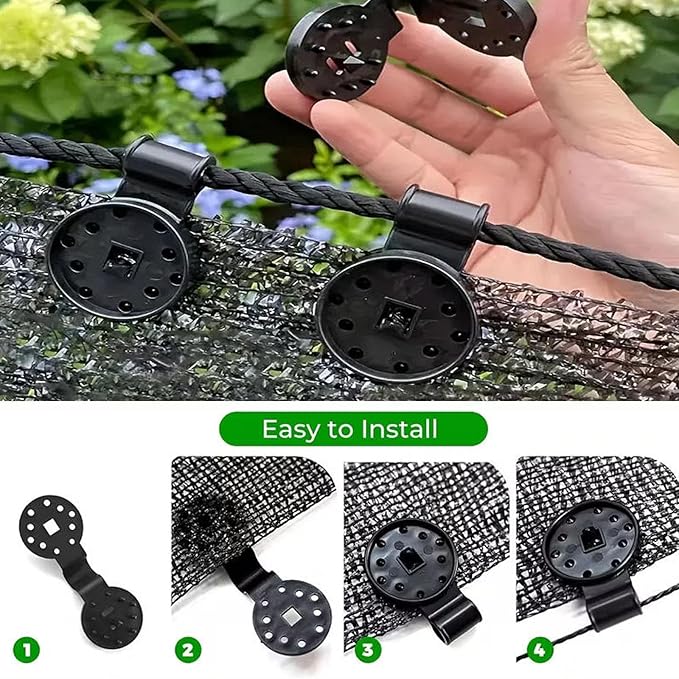 Shade Cloth Clips,Shade Cloth Heavy Duty Lock Grip, Sunscreen & Sunshade Retaining Net Clip for Tarp, Garden, Greenhouse (50, Black)