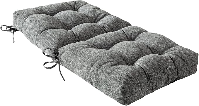 QILLOWAY Outdoor Chair Cushion for Patio Furniture, Waterproof Patio Cushions Set of 4 with Ties, Fade Resistant Replacement Pads for Outdoor Rocking Chairs,Charcoal Grey,Black