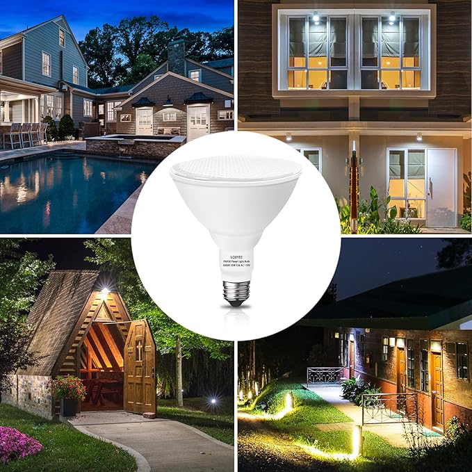 PAR38 LED Outdoor Flood Light Bulbs 4 Pack，Dimmable 20W(200W Equivalent) E26 Base Flood Light Bulbs,5000K Daylight 1800 Lumens LED Flood Light for Outdoor Garden,Garage,Yards