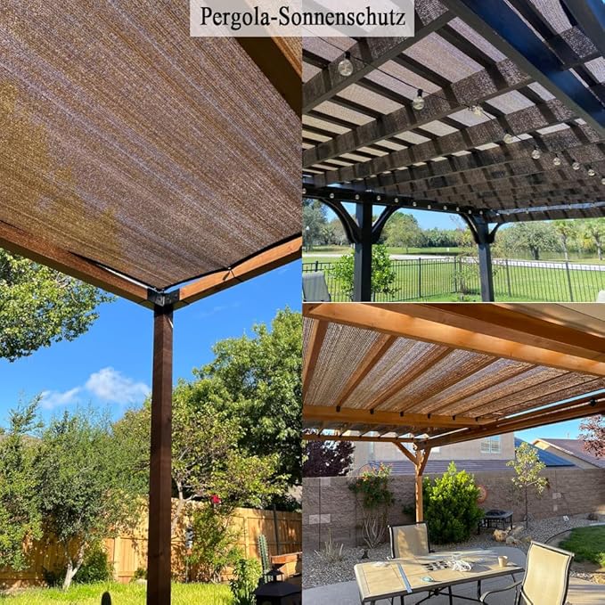 90% Sun Shade Cloth for Patio, 8x10 Ft Breathable Sunshade Fabric for Garden, UV Resisant & Privacy Protection Shade Screen for Pergola, Backyard, Deck, Balcony, Mocha