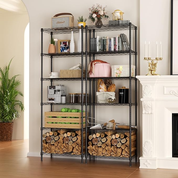 SINGAYE 6 Metal Shelves Wire Shelving Storage Shelf Adjustable Unit Pantry