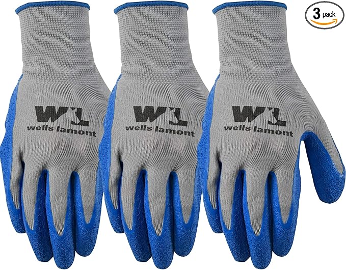 Wells Lamont 3 Pair Pack Men's Latex Grip Work Gloves, Medium (133MF)