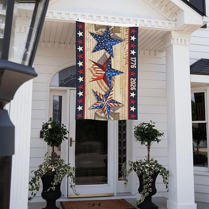 250 Anniversary USA Flag 3x5 Ft,4th of July 250th Year American Yard Banner,God Bless United States Large Decorations Double-Sided with Star,1776-2026 America Patriotic Garden Merchandise Outside