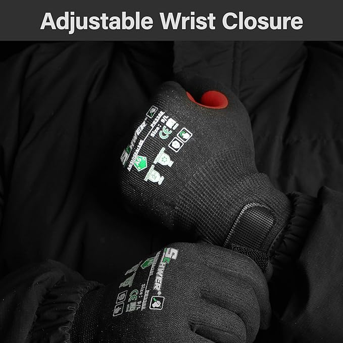 Schwer FreezeGuard Winter Work Gloves for Men and Women, ANSI A6 Cut Resistant Gloves With Super Grip, Freezer Glove for Work, Touchscreen, Thermal Insulated, PR3388, Black Knight (XL, 2 Pairs)