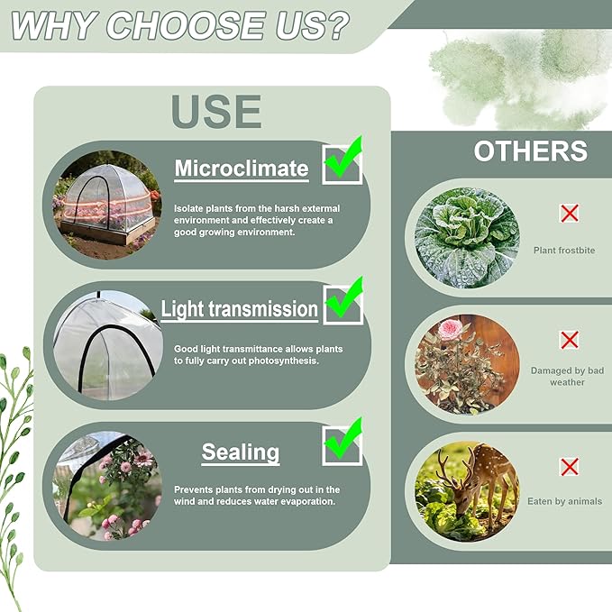 Portable Plant Cover Tent with Waterproof Base for Garden Indoor/Outdoor Tabletop Mini Greenhouse for Seed Starting Humidity Small Plants, Plant Protection from Animal for Raised Bed(XL-PVC - 1PCS)