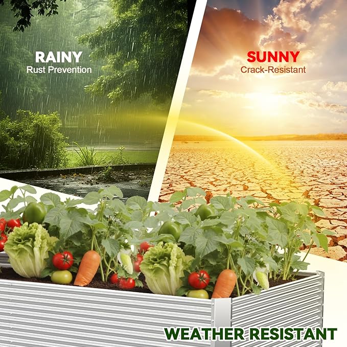 2 Pack Tall 6x3x1.5FT Raised Beds for Gardening, Corrugated Galvanized Steel Raised Garden Bed, Outdoor Metal Above Ground Garden Bed for Vegetables and Flowers(Rectangular)