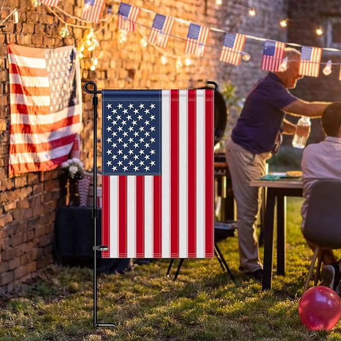 HOOSUN 4th of July Decorations,American Garden Flag for Garden Flag Stand,12x18 Inch Small American Flags for Outside With Embroidered Stars,Fourth of July Flags Patriotic Memorial Day Decorations