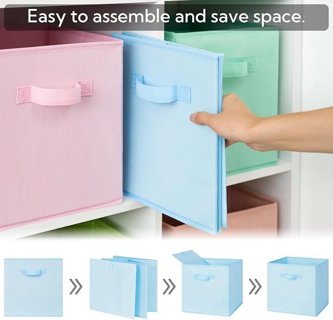 GRANNY SAYS 13 Inch Cube Storage Bins, Pastel Color, 6-Pack