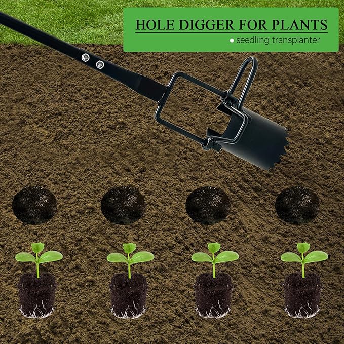 Bulb Planter Tool Long Handle Bulb Planting Tool with Serrated Base Proplugger Garden Hole Digger for Plants Flower Seedling Transplanter Bulb Planters for Iris, Daffodils,Tulip Planter