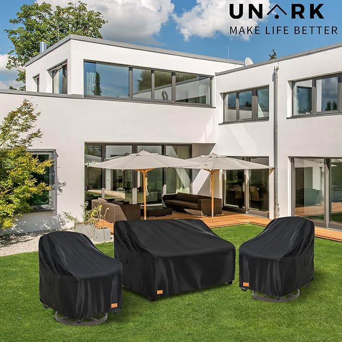 Swivel Patio Chair Cover 4 Pack, 600D Waterproof Heavy Duty Outdoor Chair Cover, Patio Furniture Covers, Outdoor Furniture Covers Waterproof, 33 W x 35 D x 36 H inches Black