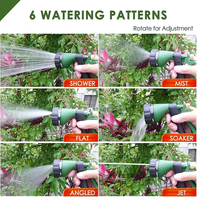 Garden Hose Nozzle Heavy Duty Water Hose Nozzle with Adjustable Watering Patterns High Pressure Sprayer Nozzles, Pefect for Car Washing and Pets Showering