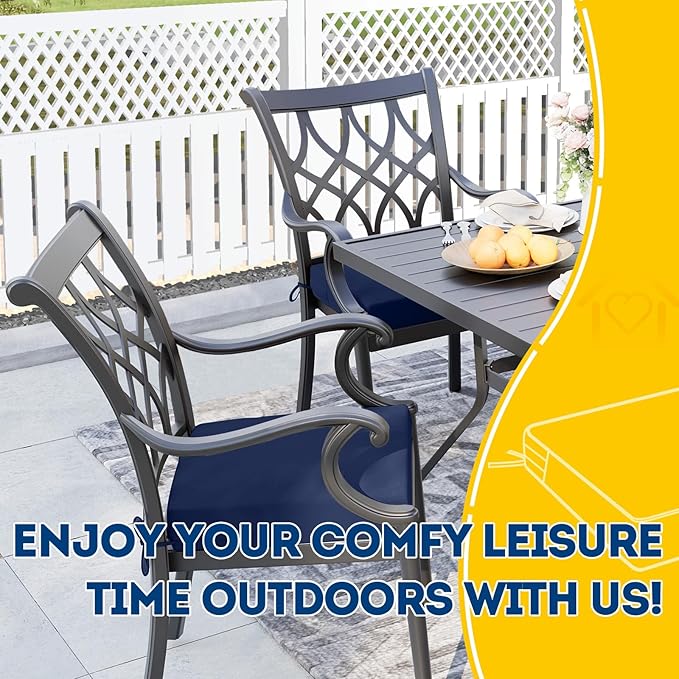 AAAAAcessories Outdoor Seat Cushions for Chairs, Waterproof, Fade-Resistant, 24" x 24" x 4", Patio Furniture Replacement Cushions, Set of 2, Navy Blue